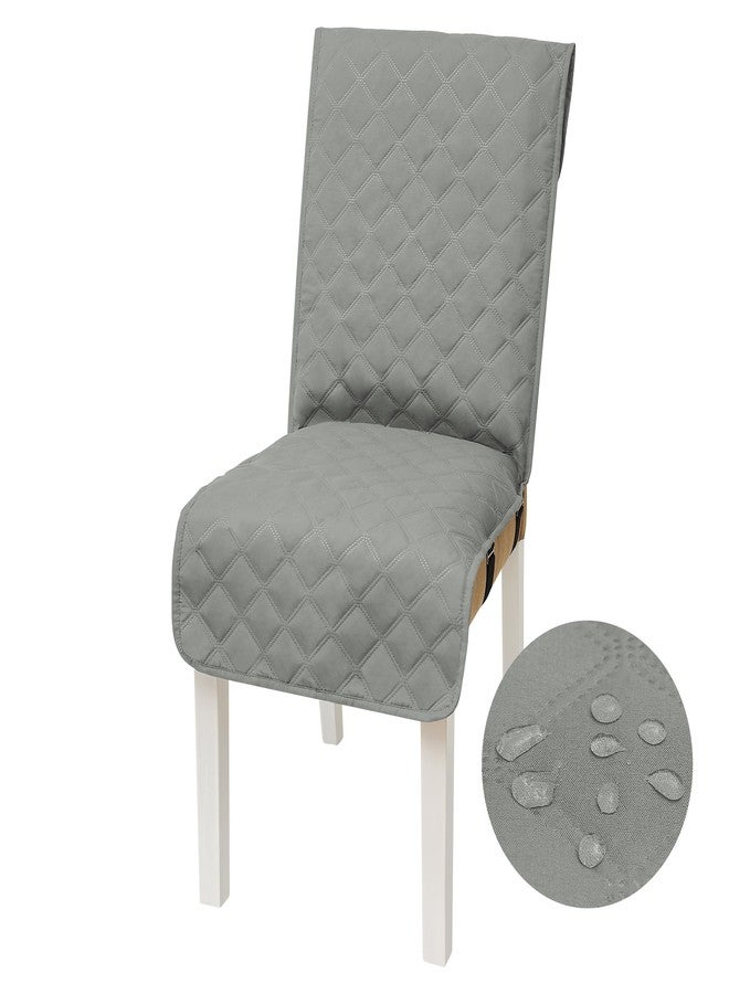 Yonus Waterproof Dining Chair Cover Office Chair Cover Water Resistant Dining Room Chair Cover Kitchen Chair Slipcover Computer Chair Cover with Anti-Slip Buckle (Light Grey, 1PCS) - Image 1